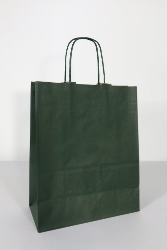 25x12x31 Baskılı Kraft Kağıt Çanta Haki Yeşil