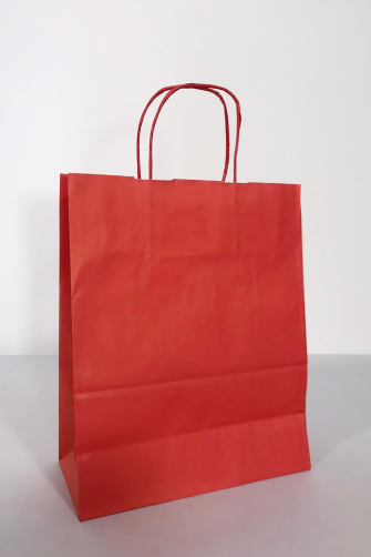 25x12x31 Baskılı Kraft Kağıt Çanta Kırmızı