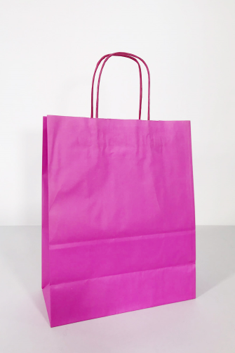 25x12x31 Baskılı Kraft Kağıt Çanta Magenta