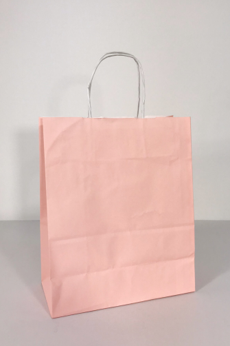 25x12x31 Baskılı Kraft Kağıt Çanta Pembe
