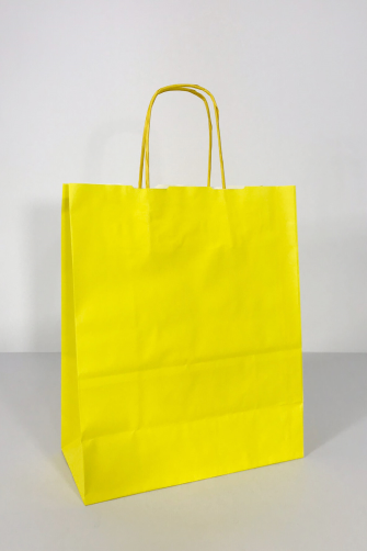 25x12x31 Baskılı Kraft Kağıt Çanta Sarı