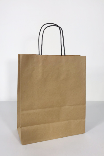 27x15.5x29.5 Baskılı Kraft Kağıt Çanta Kahve