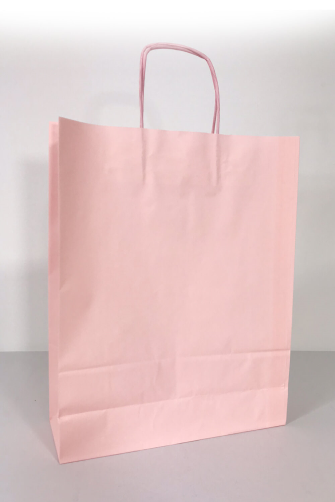 32x12x41 Baskılı Kraft Kağıt Çanta Pembe