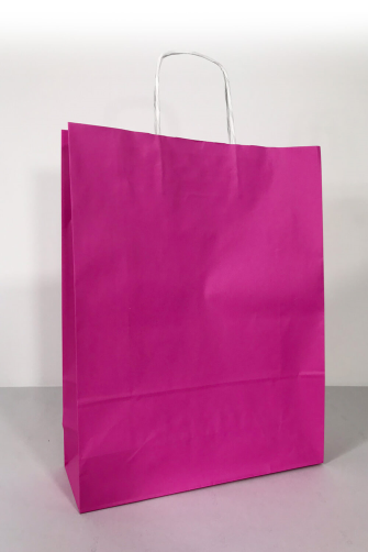32x12x41 Baskılı Kraft Kağıt Çanta Magenta