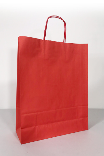 32x12x41 Baskılı Kraft Kağıt Çanta Kırmızı