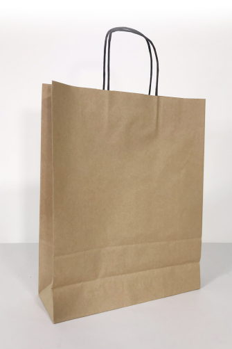 32x12x41 Baskılı Kraft Kağıt Çanta Kahve