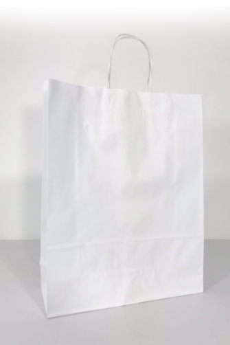 32x12x41 Baskılı Kraft Kağıt Çanta Beyaz
