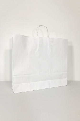 50x13x40.5 Baskılı Kraft Kağıt Çanta Beyaz
