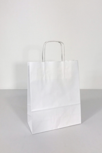 19x8x24 Baskısız Kraft Kağıt Çanta Beyaz